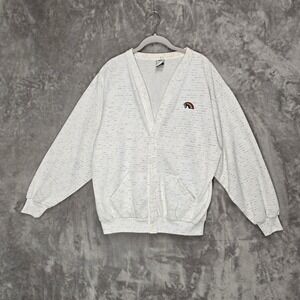 Vintage Flying UH Rainbow Warriors Cardigan White Sweatshirt 80s Womens‎ Large